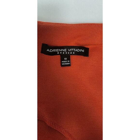 Adrienne Vittadini Ponte Coral Salmon Loop Pleat Neck Sheath Dress Size 10 - Picture 8 of 9